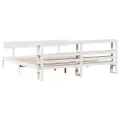 Cadre de lit sans matelas blanc 200x200 cm bois massif de pin