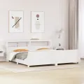 Cadre de lit sans matelas blanc 200x200 cm bois massif de pin