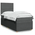 cadre de lit et matelas Gris foncé 90x190 cm Tissu