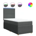cadre de lit et matelas Gris foncé 90x190 cm Tissu