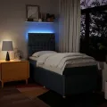 cadre de lit avec matelas Bleu 90x190 cm Tissu