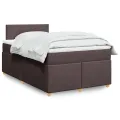 cadre de lit et matelas marron foncé 120x190cm tissu