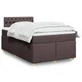 cadre de lit et matelas marron foncé 120x190cm tissu
