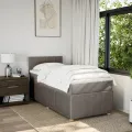 cadre de lit avec matelas Taupe 90x190 cm Tissu