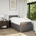 cadre de lit avec matelas Taupe 90x190 cm Tissu