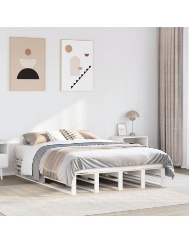 Cadre de lit sans matelas blanc 120x190 cm bois de pin massif