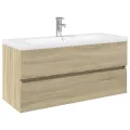 Ensemble de meubles de bain 2pcs céramique et bois d'ingénierie