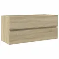 Ensemble de meubles de bain 2pcs céramique et bois d'ingénierie