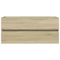 Ensemble de meubles de bain 2pcs céramique et bois d'ingénierie