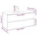 Ensemble de meubles de bain 2pcs céramique et bois d'ingénierie
