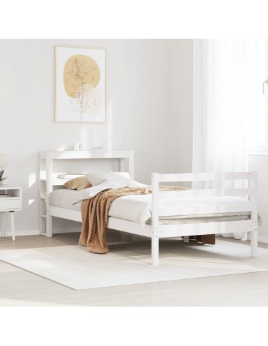 Cadre de lit sans matelas blanc 90x200 cm bois de pin massif