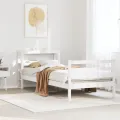 Cadre de lit sans matelas blanc 90x200 cm bois de pin massif