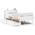 Cadre de lit sans matelas blanc 90x200 cm bois de pin massif