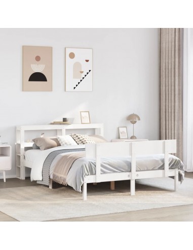 Cadre de lit sans matelas blanc 120x200 cm bois de pin massif