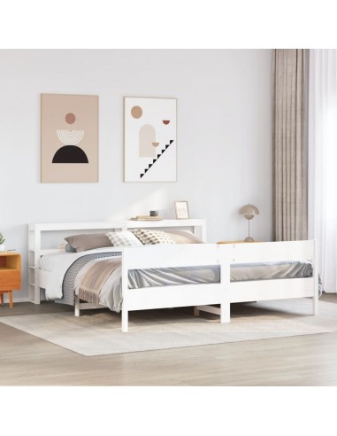 Cadre de lit sans matelas blanc 180x200 cm bois massif de pin