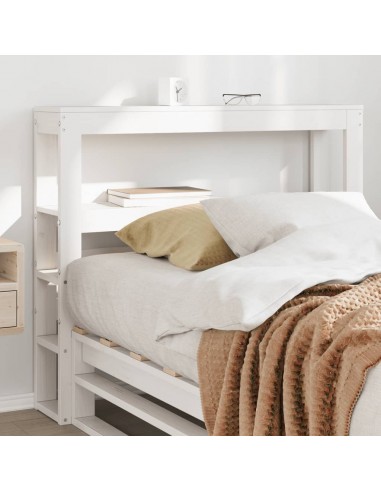 Tête de lit avec étagères blanc 75 cm bois massif de pin