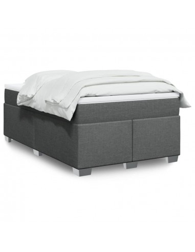 cadre de lit avec matelas Gris foncé 120x200cm Tissu