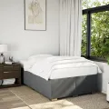 cadre de lit avec matelas Gris foncé 120x200cm Tissu