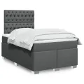 cadre de lit avec matelas Gris foncé 120x200cm Tissu