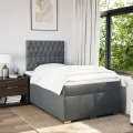 cadre de lit avec matelas Gris foncé 120x200cm Tissu
