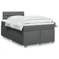 cadre de lit avec matelas Gris foncé 120x200cm Tissu