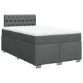 cadre de lit avec matelas Gris foncé 120x200cm Tissu