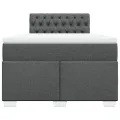 cadre de lit avec matelas Gris foncé 120x200cm Tissu