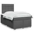 cadre de lit avec matelas Gris foncé 120x200cm Tissu