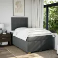 cadre de lit avec matelas Gris foncé 120x200cm Tissu