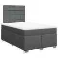 cadre de lit avec matelas Gris foncé 120x200cm Tissu