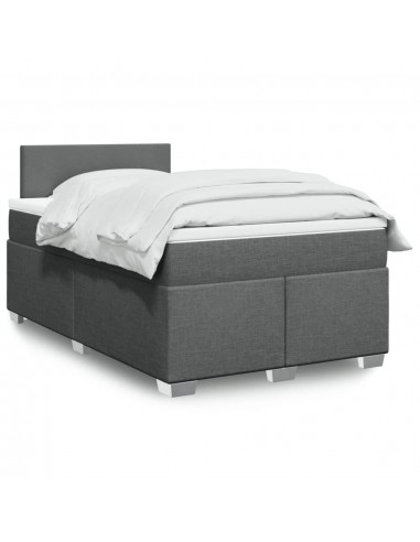 cadre de lit avec matelas Gris foncé 120x200cm Tissu