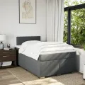 cadre de lit avec matelas Gris foncé 120x200cm Tissu