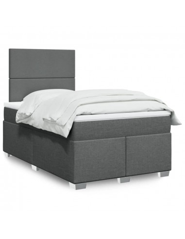 cadre de lit avec matelas Gris foncé 120x200cm Tissu