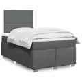 cadre de lit avec matelas Gris foncé 120x200cm Tissu