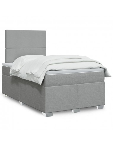 cadre de lit avec matelas Gris clair 120x200cm Tissu