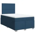 cadre de lit avec matelas Bleu 120x200 cm Tissu
