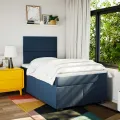 cadre de lit avec matelas Bleu 120x200 cm Tissu
