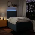 cadre de lit avec matelas Bleu 120x200 cm Tissu