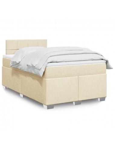 cadre de lit avec matelas Crème 120x200 cm Tissu