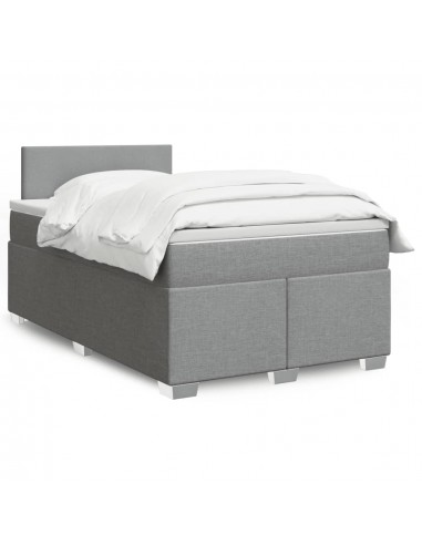 cadre de lit avec matelas Gris clair 120x200cm Tissu