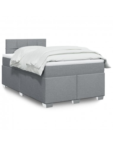 cadre de lit avec matelas Gris clair 120x200cm Tissu