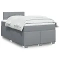 cadre de lit avec matelas Gris clair 120x200cm Tissu