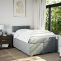 cadre de lit avec matelas Gris clair 120x200cm Tissu