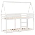 Lit superposé sans matelas blanc 90x190 cm bois de pin massif