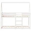 Lit superposé sans matelas blanc 90x190 cm bois de pin massif