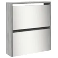 Armoire à chaussures miroir 5 niveaux sonoma gris 63x17x169,5cm