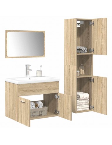 Ensemble de meubles de salle de bain 4 pcs chêne sonoma