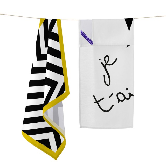 Tissu de cuisine HappyFriday Blanc Amour Multicouleur 70 x 50 cm (2 Un