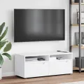 Meuble TV VISNES blanc 100x40x38 cm bois d'ingénierie