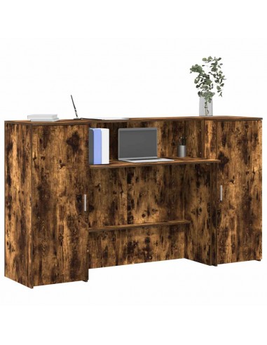 Bureau de réception chêne fumé 180x50x103,5cm bois d'ingénierie